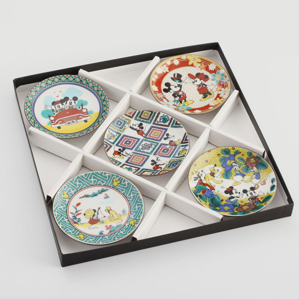 ミッキーマウス/小皿5pcsセット　九谷画風