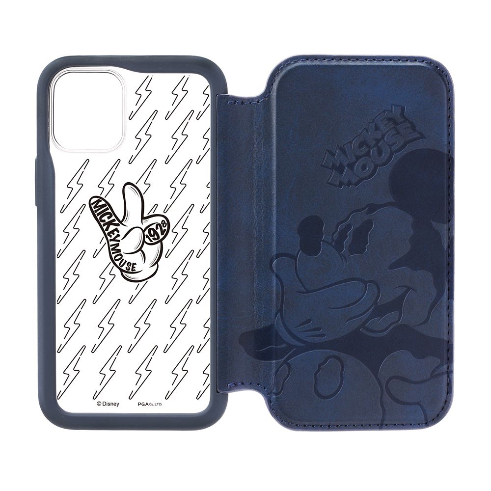 ミッキーマウス iPhone 12 mini用 ガラスフリップケース
