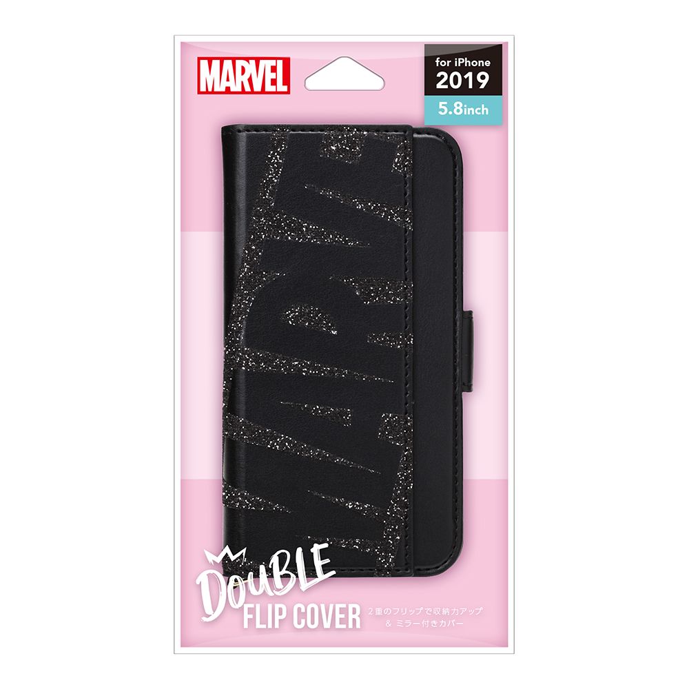 ロゴ／ブラック iPhone 11 Pro  ダブルフリップカバー