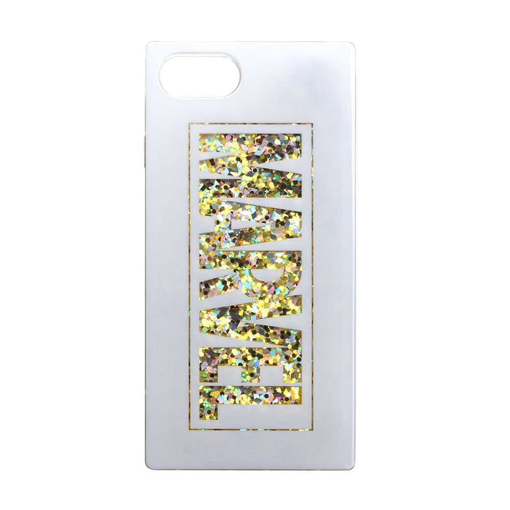 ロゴ/ホワイト iPhone 6/6s/7/8/SE用 グリッターケース