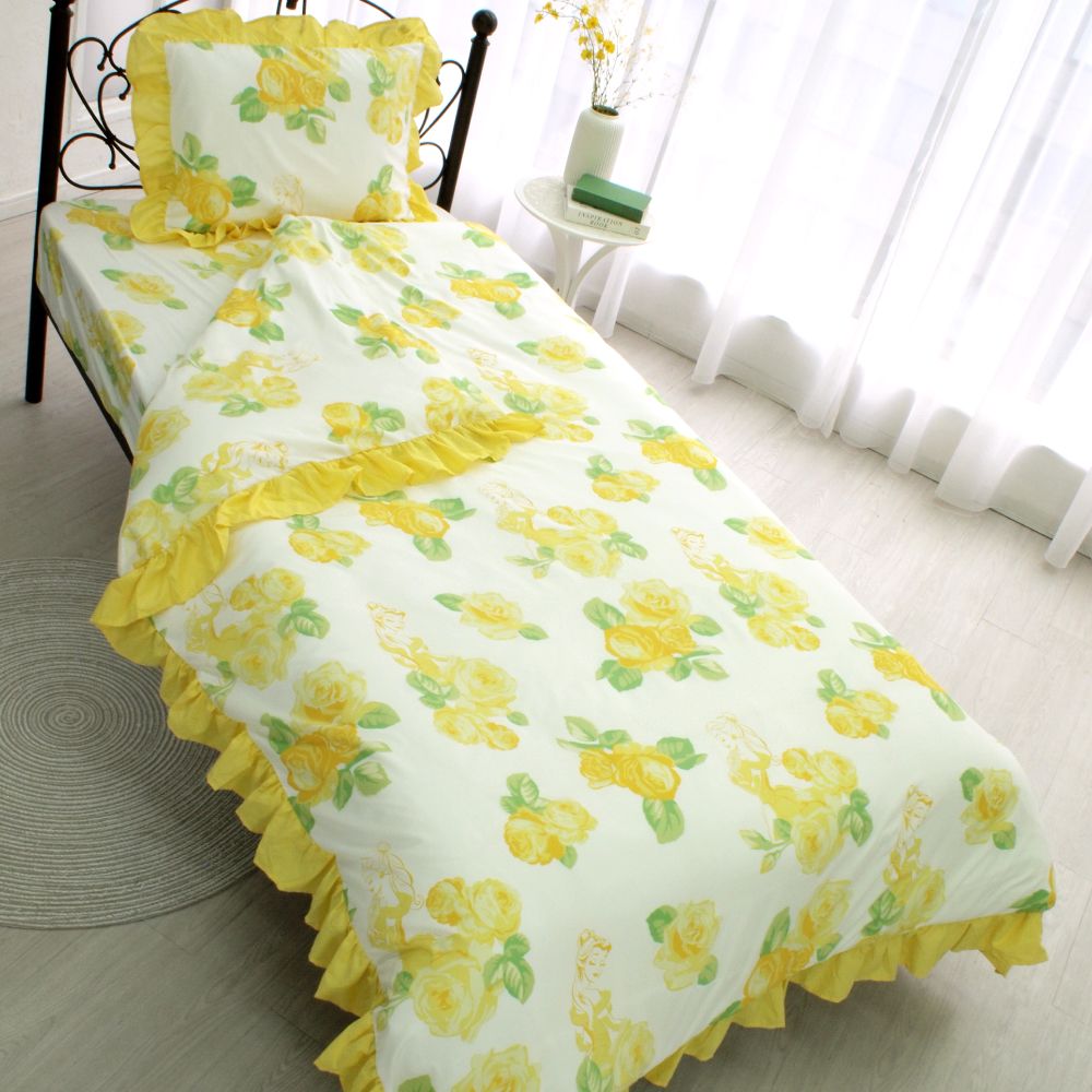 [SB-633-D］ベル ボリューム フリル布団カバー　シーツ　ピローケース（枕カバー）3点セットシングル　ベル　美女と野獣