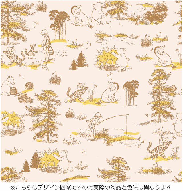 クラシックプー総柄布団カバー　シーツ　ピローケース（枕カバー）3点セットシングル[SB-644-D]