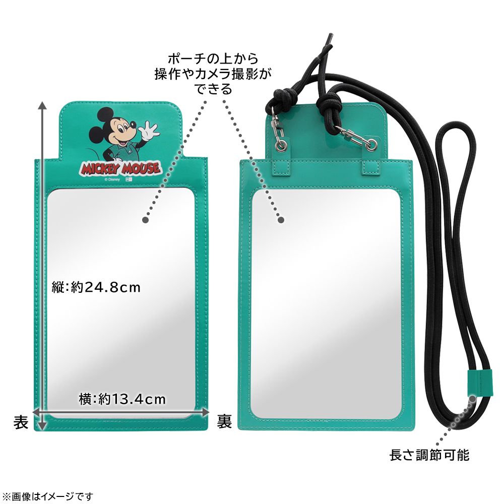 ミッキーマウス_80年代 汎用スマホポーチ m1n1 クリア窓付き