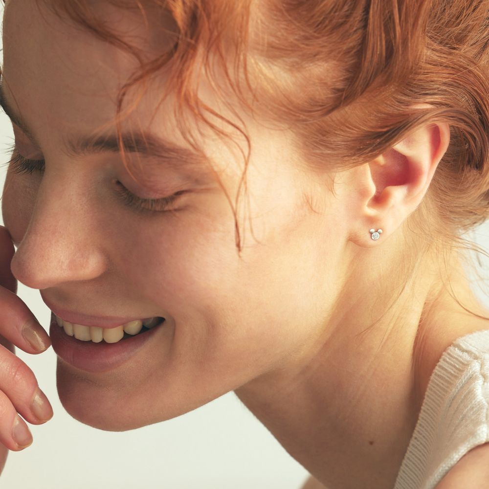 [セカンドピアス]Ptミッキーマウス　ダイヤモンドハーフセカンドピアス