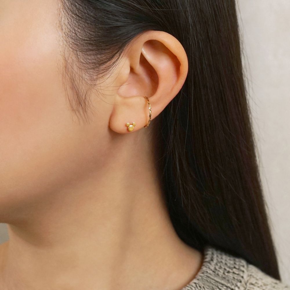 [セカンドピアス]K18ミッキーマウス　ハーフセカンドピアス(YG)