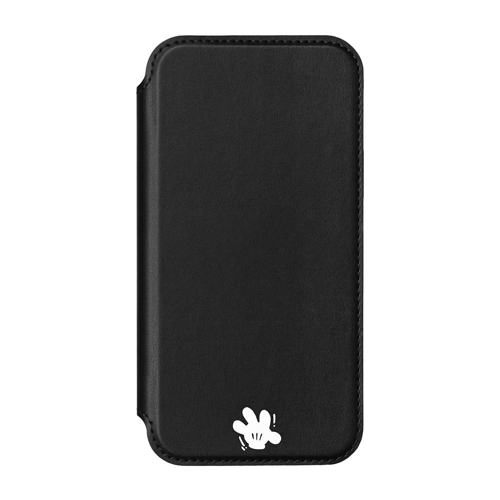 ミッキーマウス/ブラック iPhone 13 mini用 ガラスフリップケース