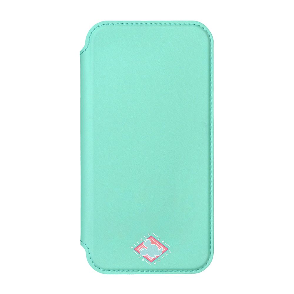 ミッキーマウス/ブルー iPhone 13用 ガラスフリップケース