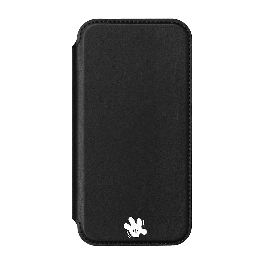 ミッキーマウス/ブラック iPhone 13 Pro用 ガラスフリップケース
