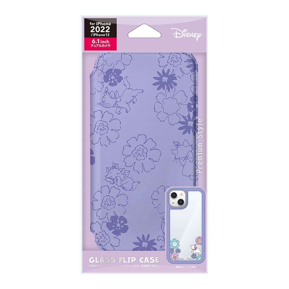公式 ショップディズニー Iphone 14 13用 ガラスフリップケース ディズニー マリー