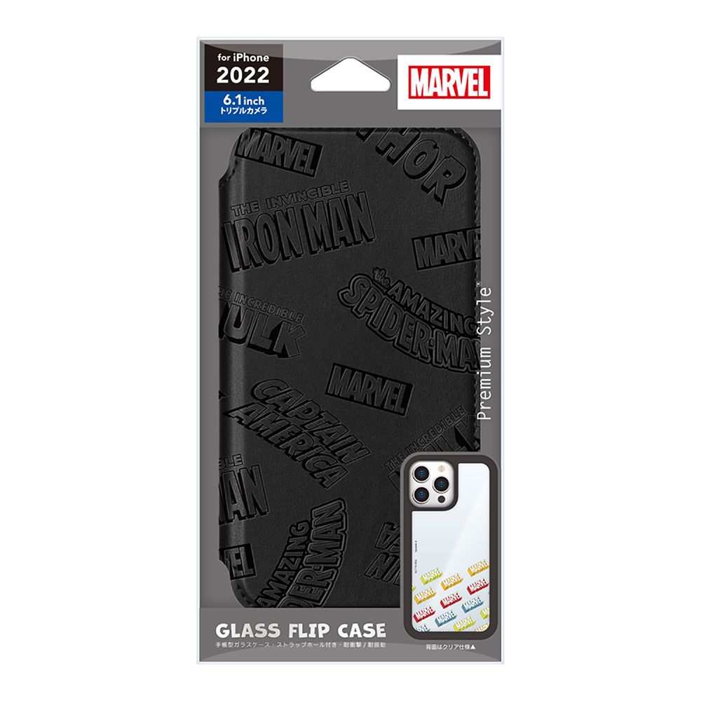 アベンジャーズ iPhone 14 Pro用 ガラスフリップケース