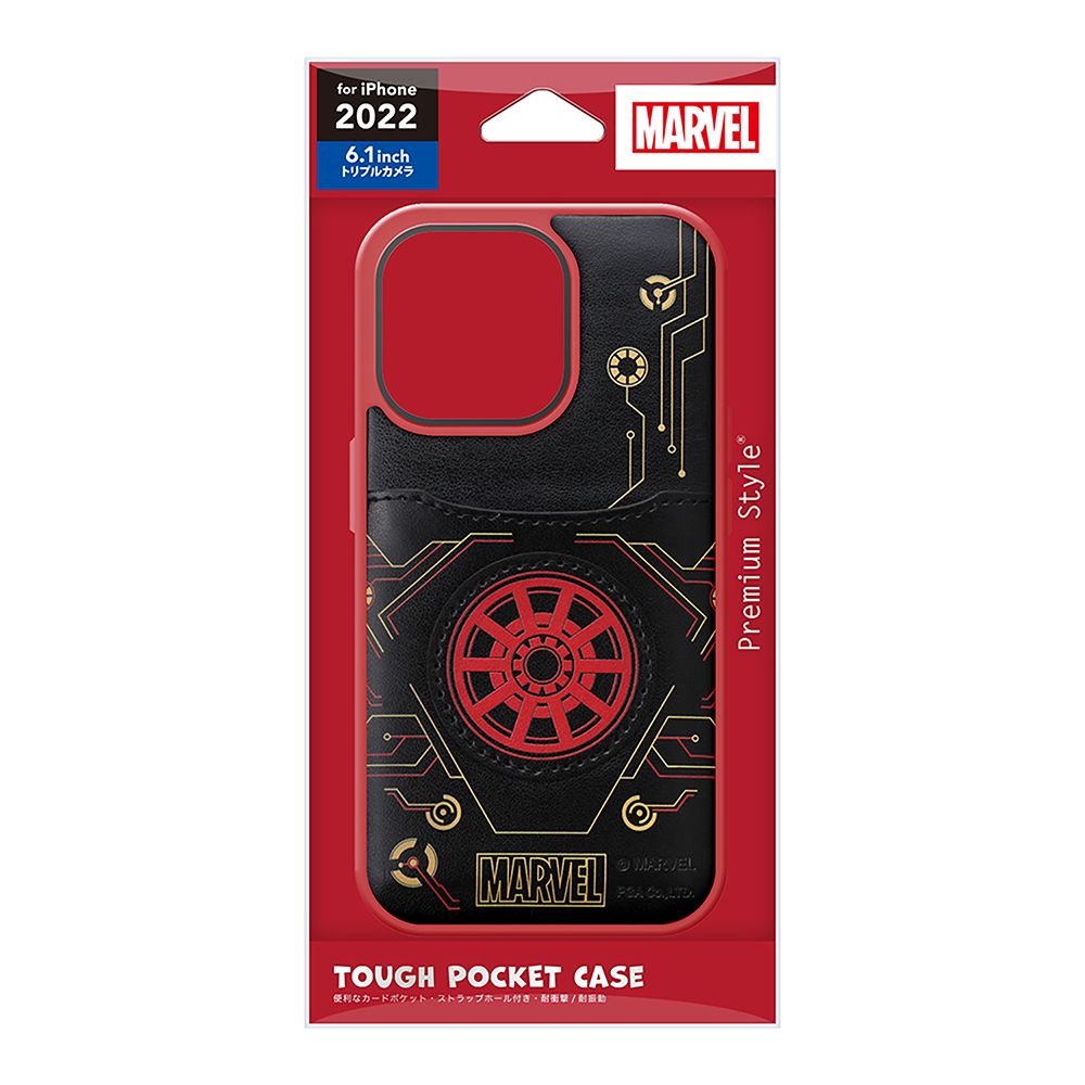 アイアンマン/ブラック iPhone 14 Pro用 タフポケットケース