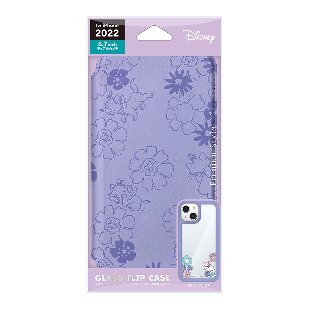 公式 ショップディズニー Iphone 14 Plus用 ガラスフリップケース ディズニー マリー