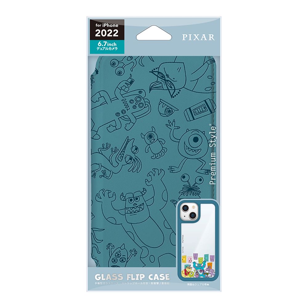 モンスターズ・インク iPhone 14 Plus用 ガラスフリップケース
