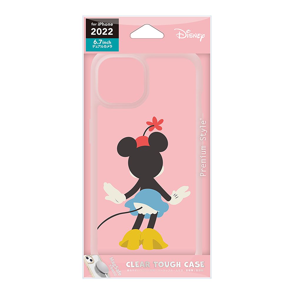 ミニーマウス iPhone 14 Plus用 MagSafe充電器対応 クリアタフケース