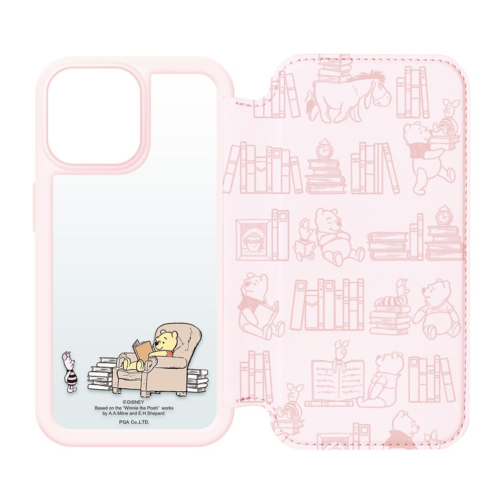 くまのプーさん iPhone 14 Pro Max用 ガラスフリップケース