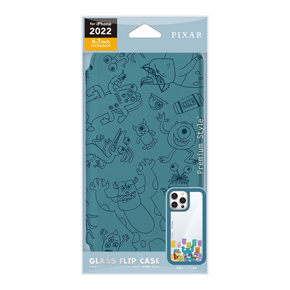 モンスターズ・インク iPhone 14 Pro Max用 ガラスフリップケース