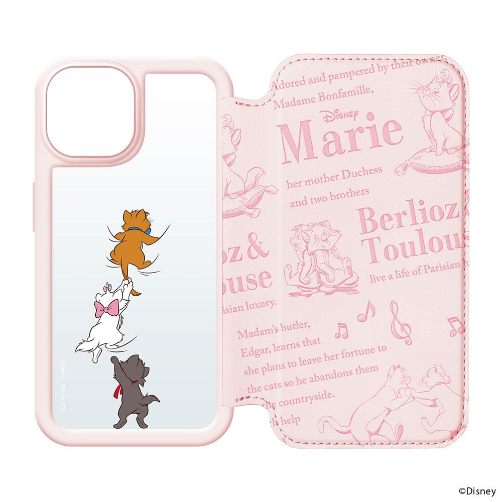 ディズニーマリー iPhone15 用 ガラスフリップケース