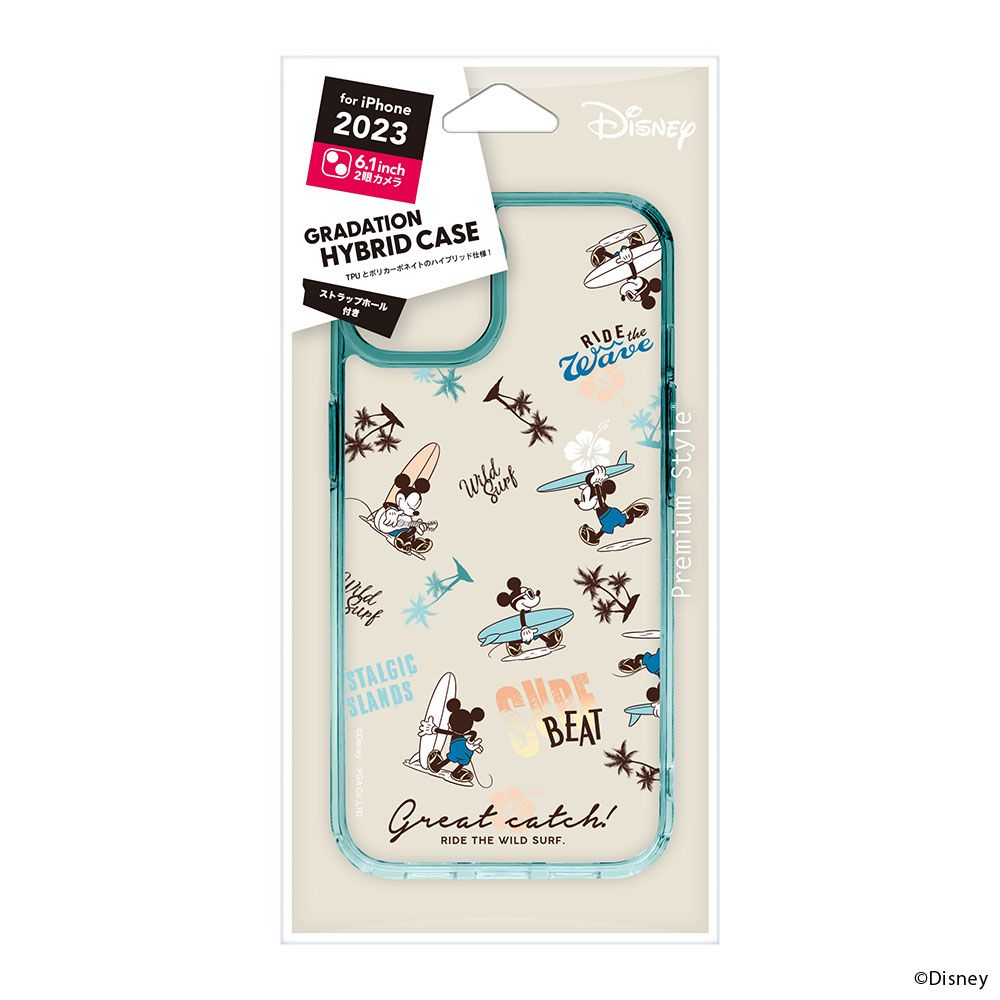 ミッキーマウス iPhone15 用 グラデーションハイブリッドケース