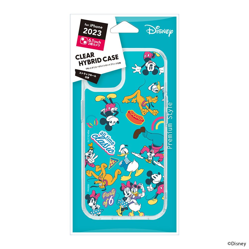 ミッキー＆フレンズ iPhone15 用 クリアハイブリッドケース