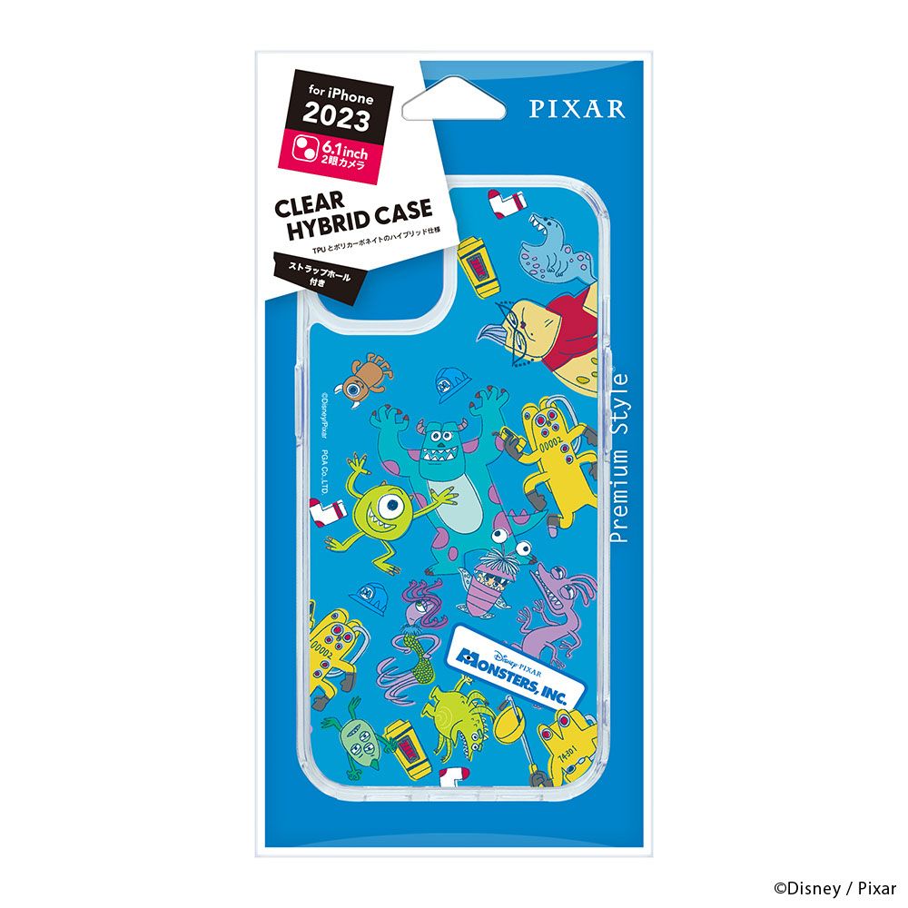 モンスターズ・インク iPhone15 用 クリアハイブリッドケース