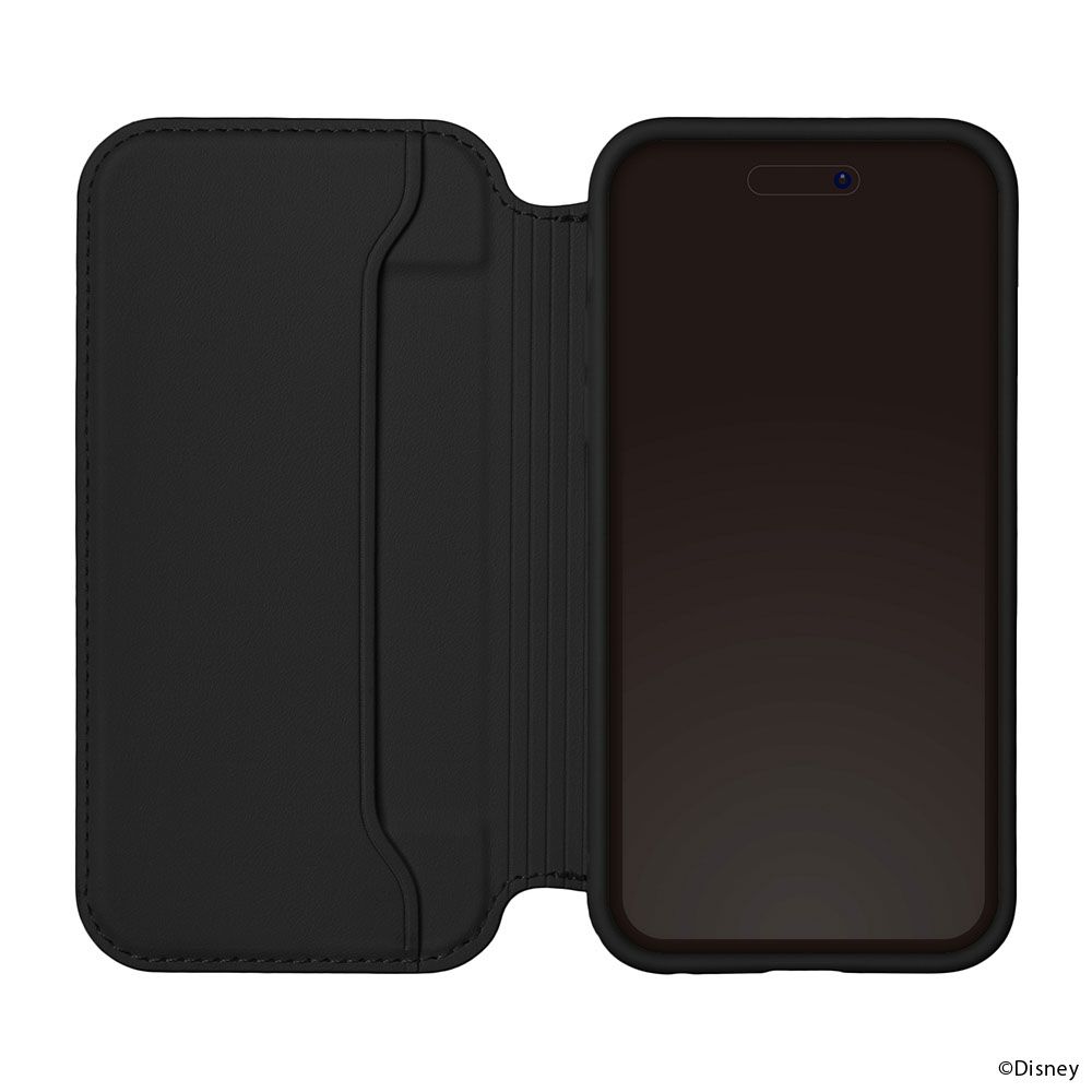 ミッキーマウス iPhone15Pro 用 ガラスフリップケース