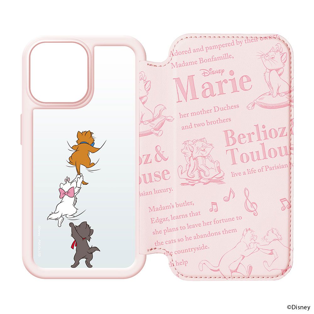 ディズニーマリー iPhone15Pro 用 ガラスフリップケース