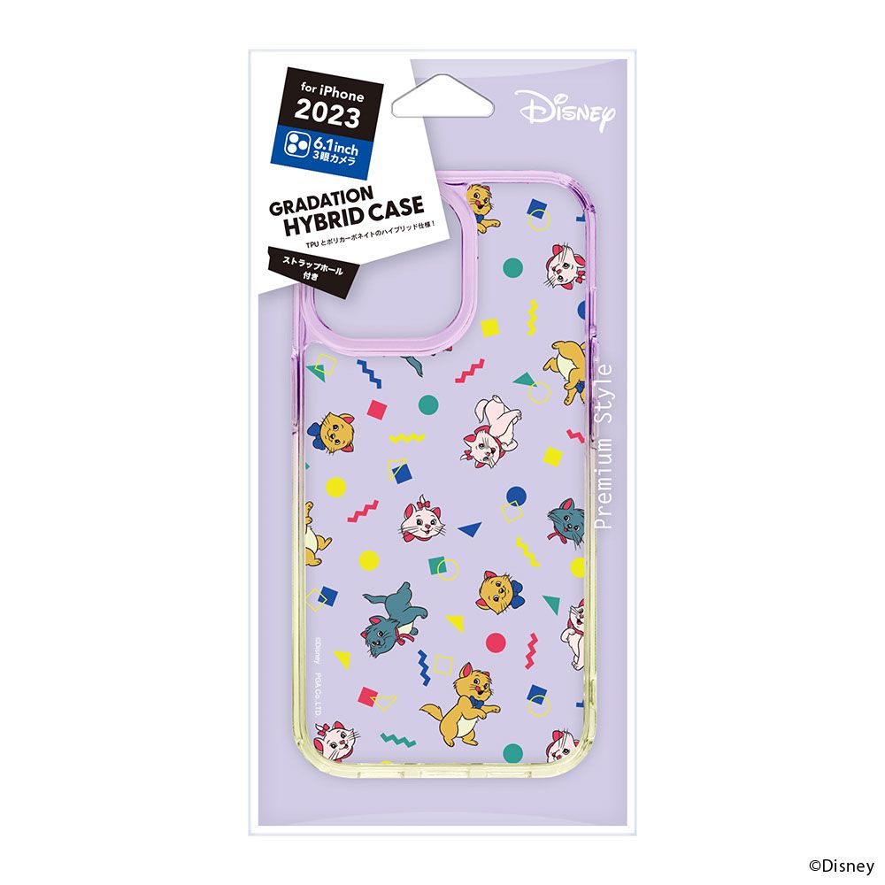 ディズニーマリー iPhone15Pro 用 グラデーションハイブリッドケース