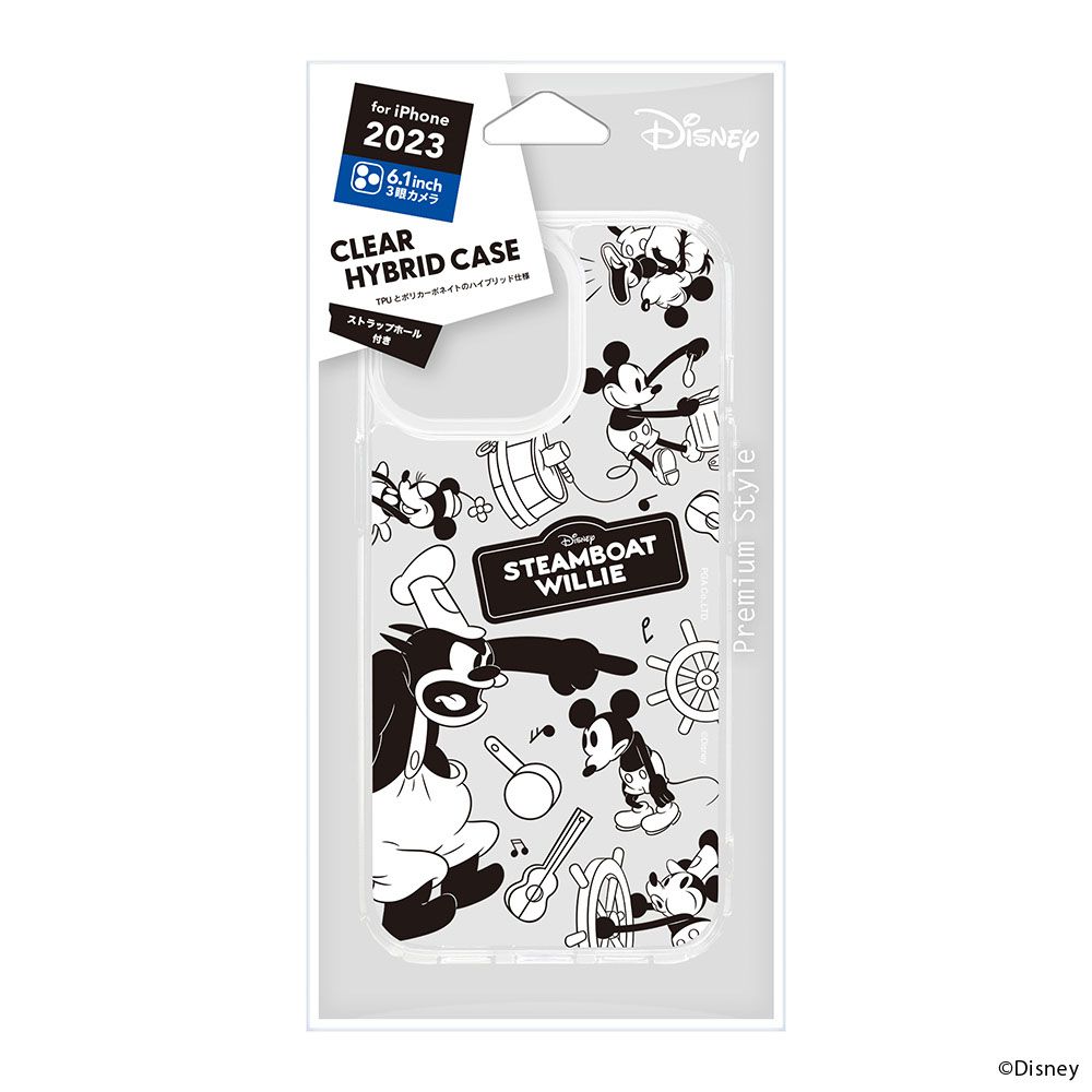 蒸気船ウィリー iPhone15Pro 用 クリアハイブリッドケース