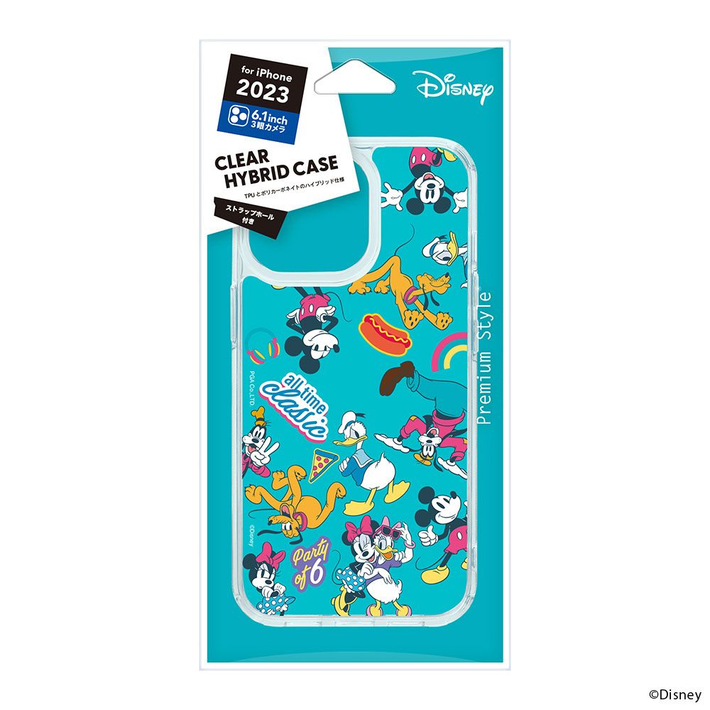 ミッキー＆フレンズ iPhone15Pro 用 クリアハイブリッドケース