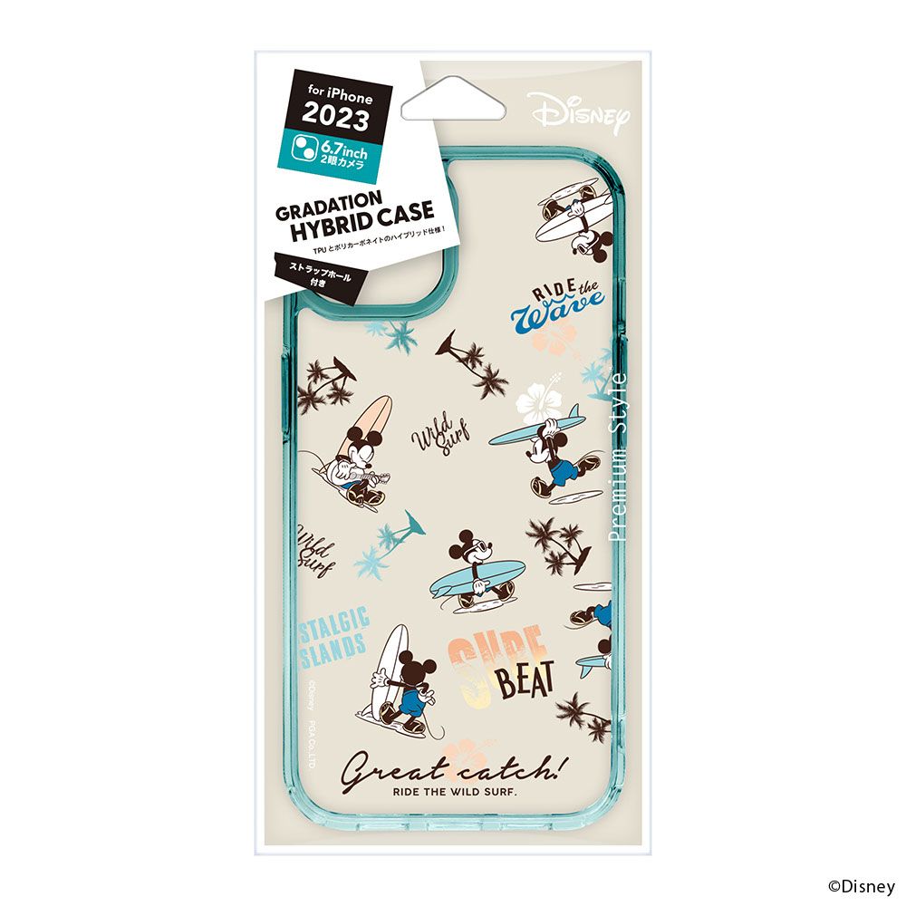 ミッキーマウス iPhone15Plus グラデーションハイブリッドケース