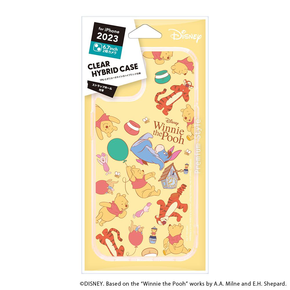 くまのプーさん iPhone15Plus クリアハイブリッドケース
