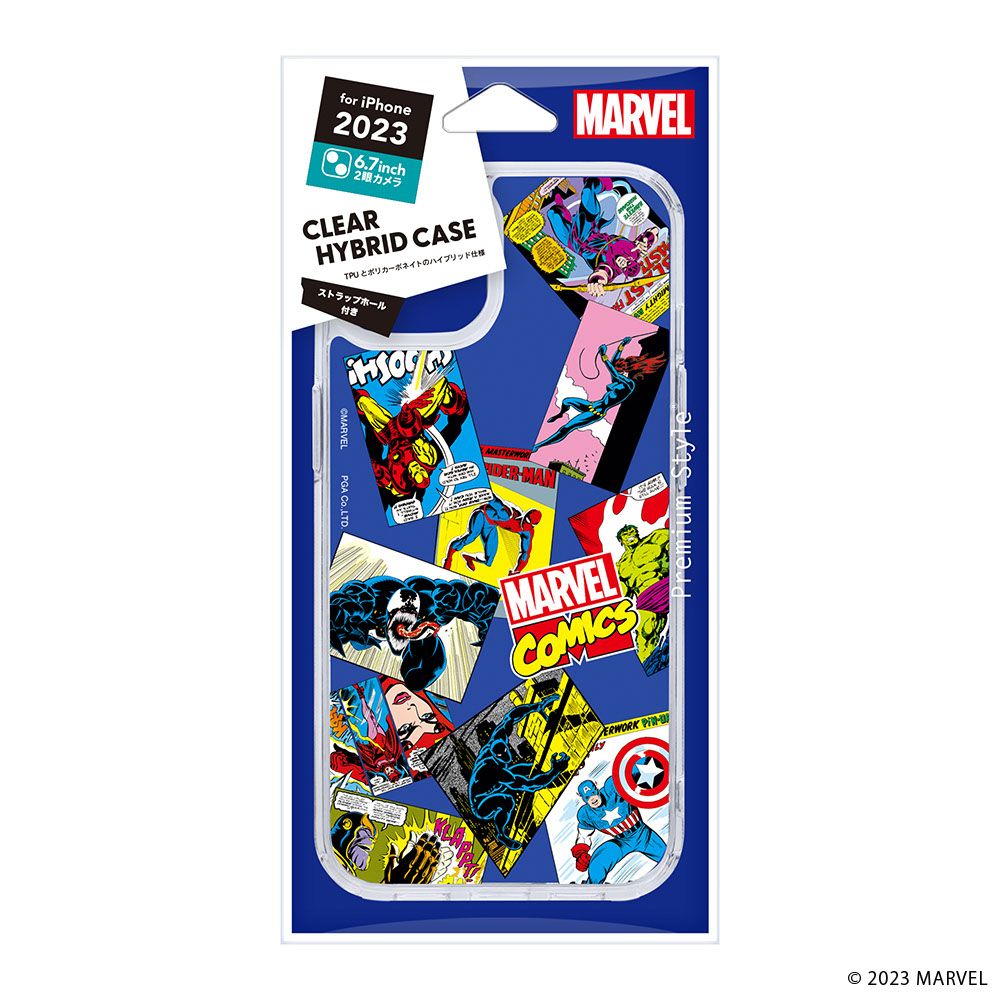 マーベル iPhone15Plus クリアハイブリッドケース