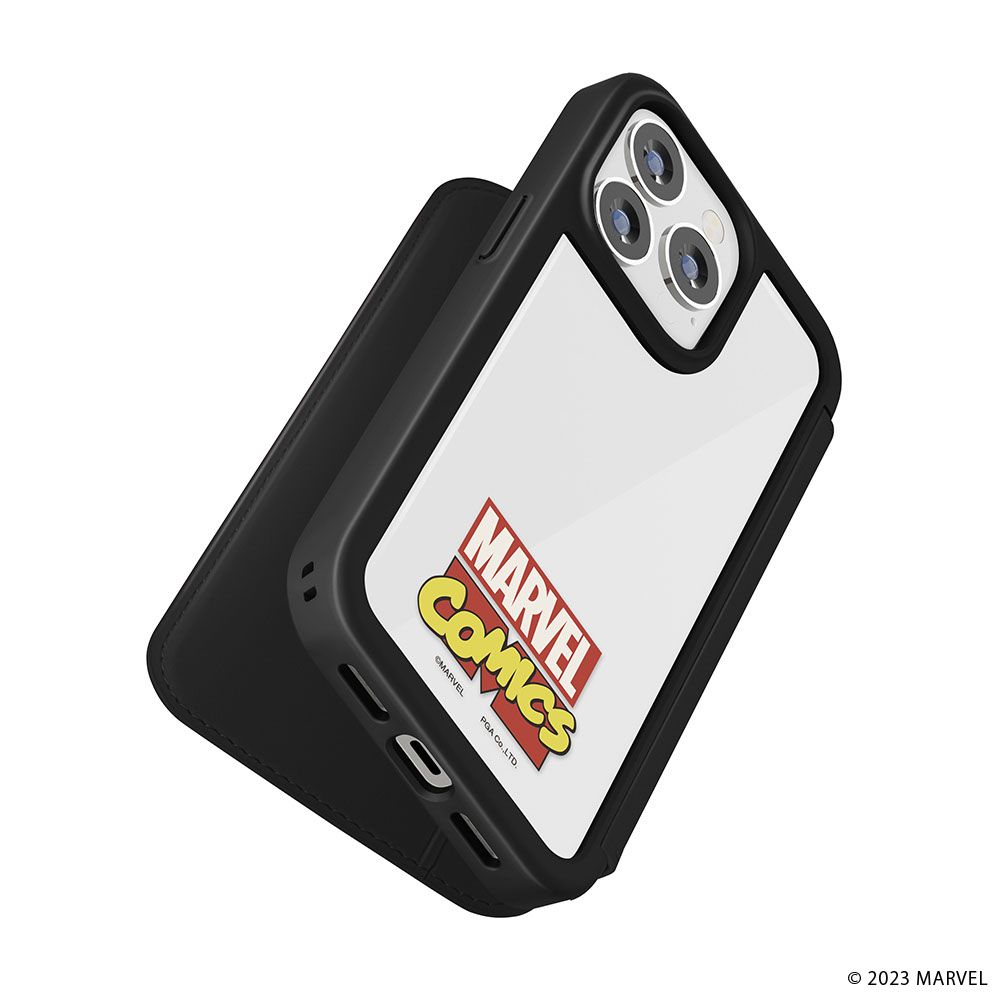 マーベル iPhone15ProMax ガラスフリップケース