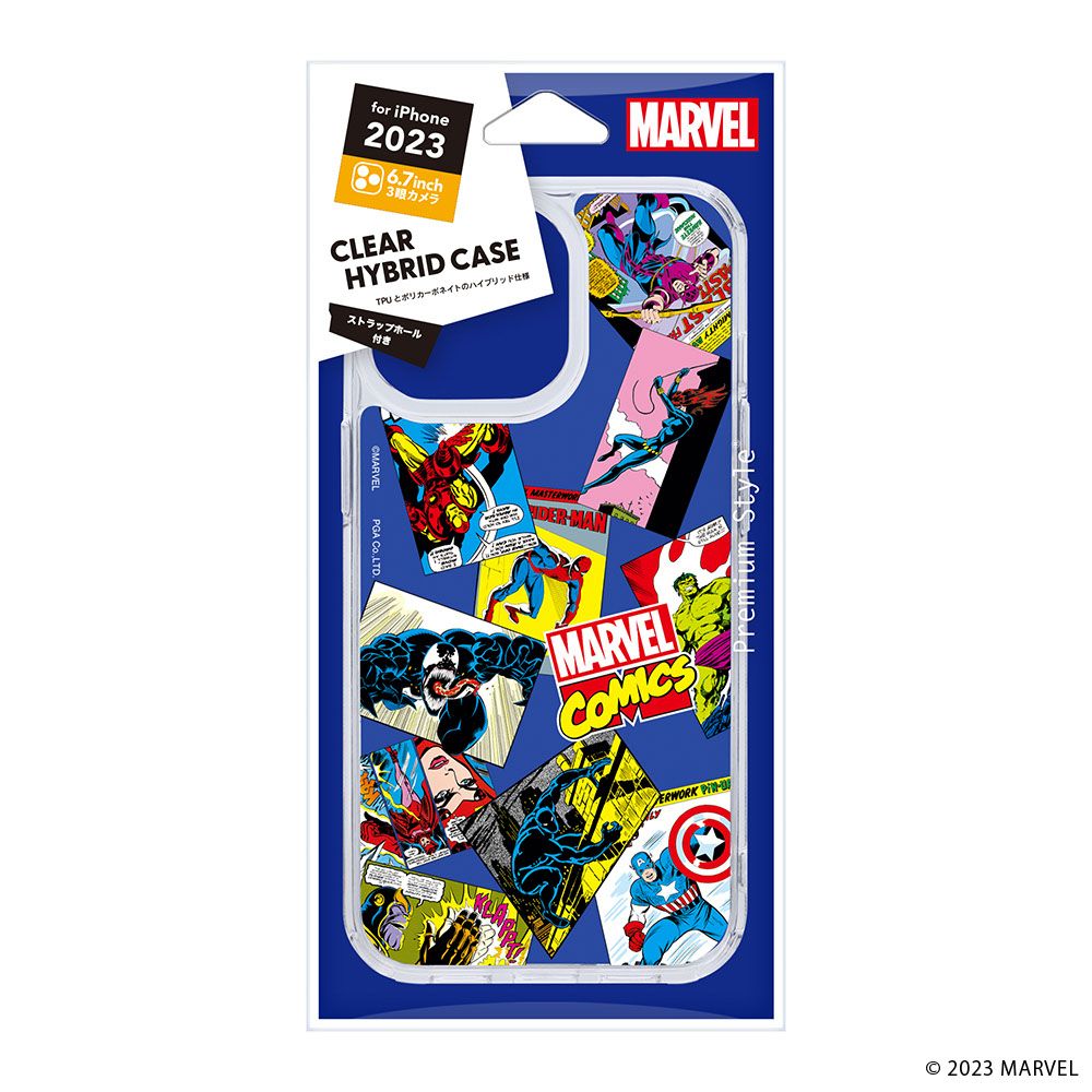 マーベル iPhone15ProMax クリアハイブリッドケース