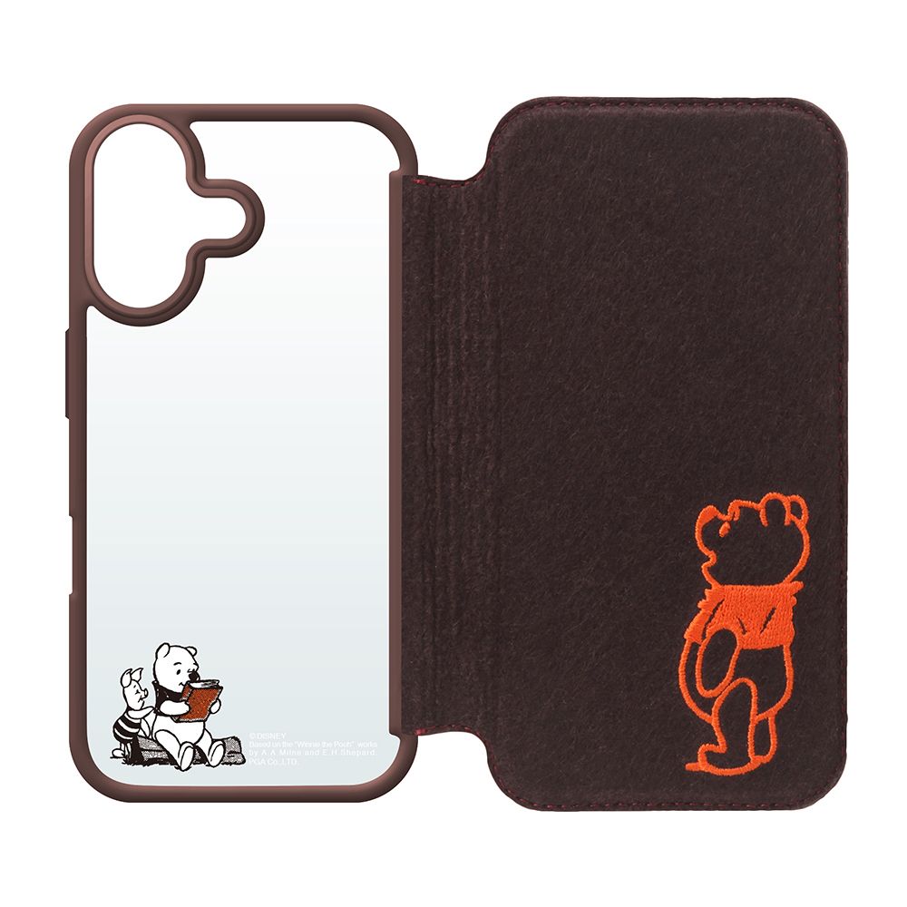 くまのプーさん iPhone 16用 ガラスフリップケース