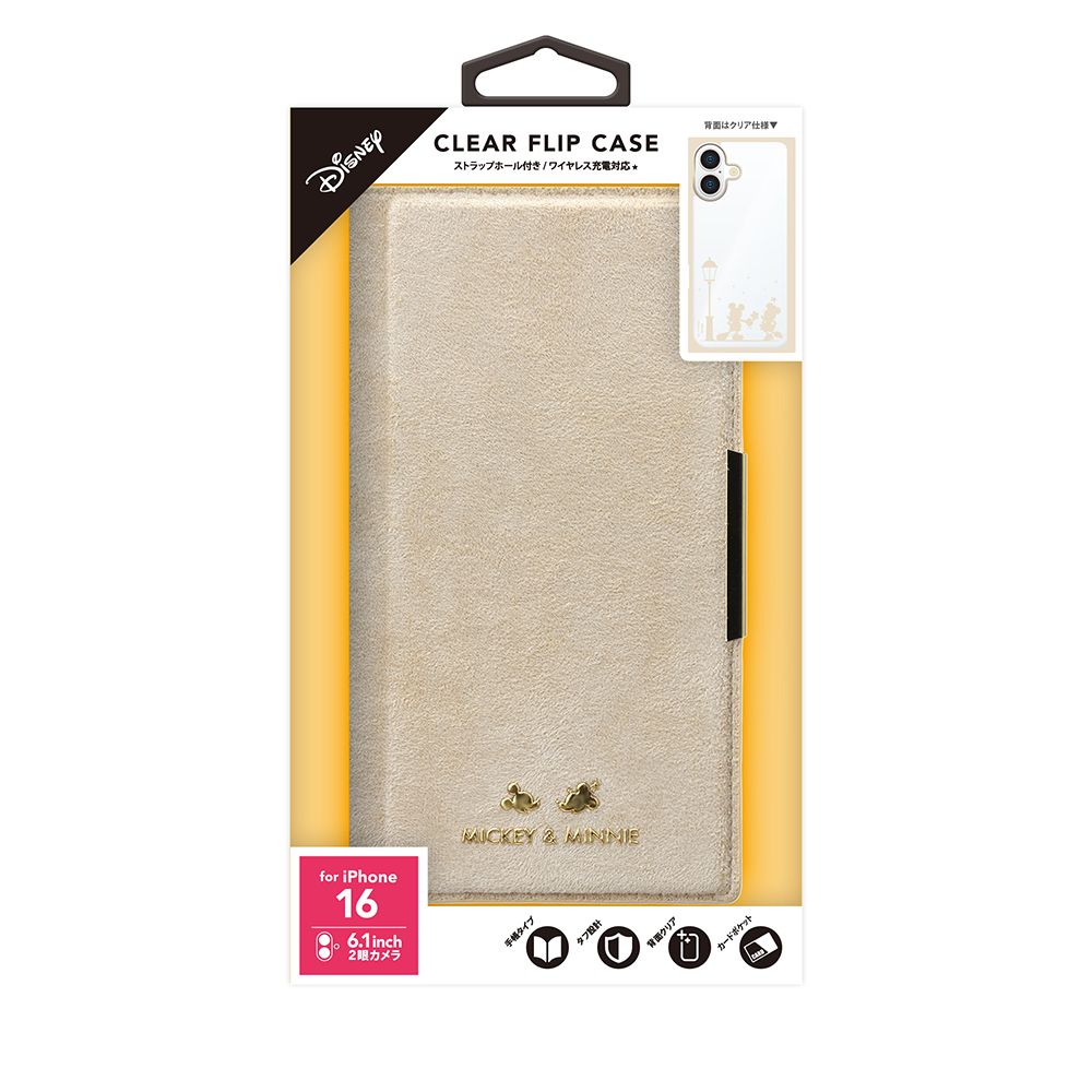 ミッキー＆ミニー iPhone 16用 クリアフリップケース