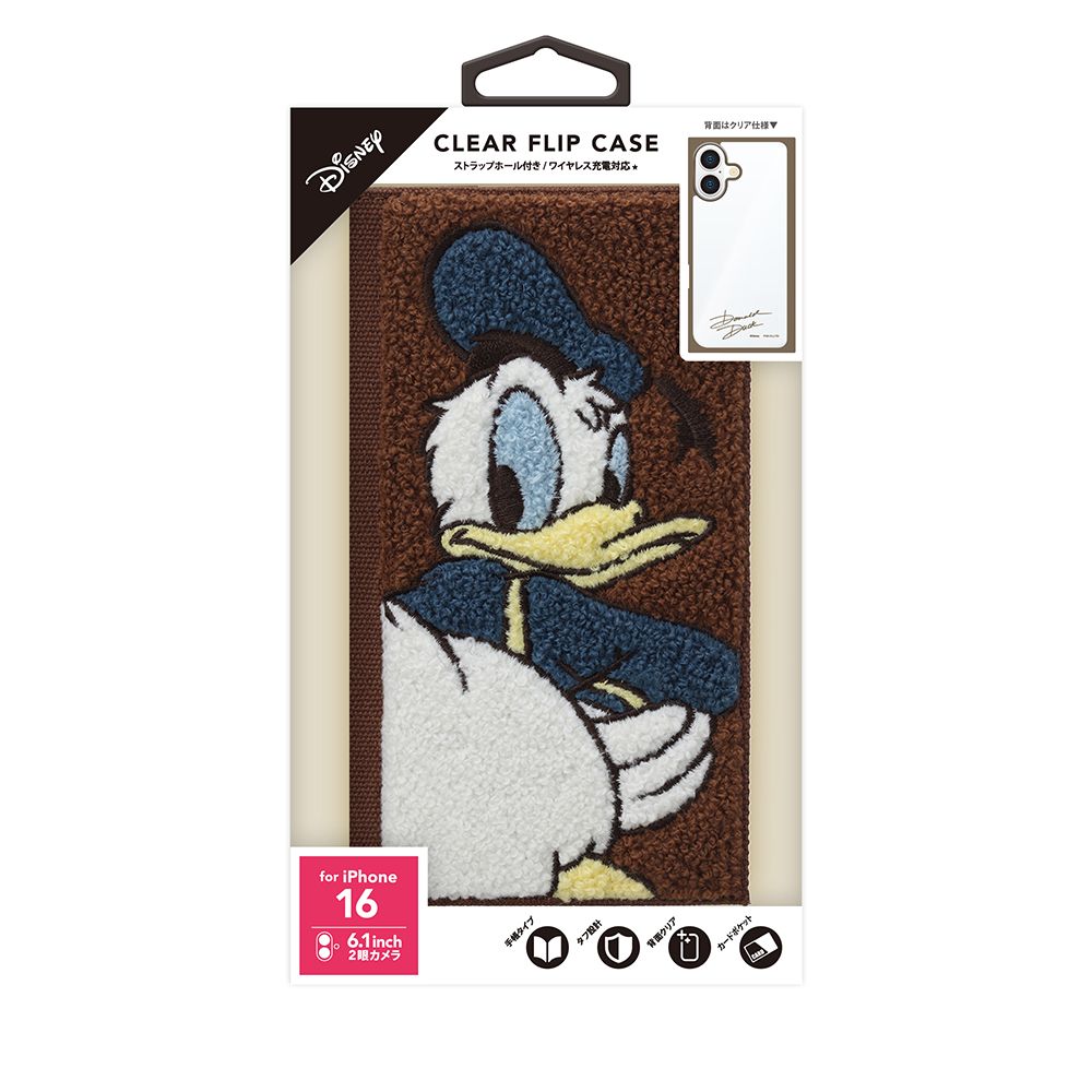 ドナルドダック iPhone 16用 クリアフリップケース