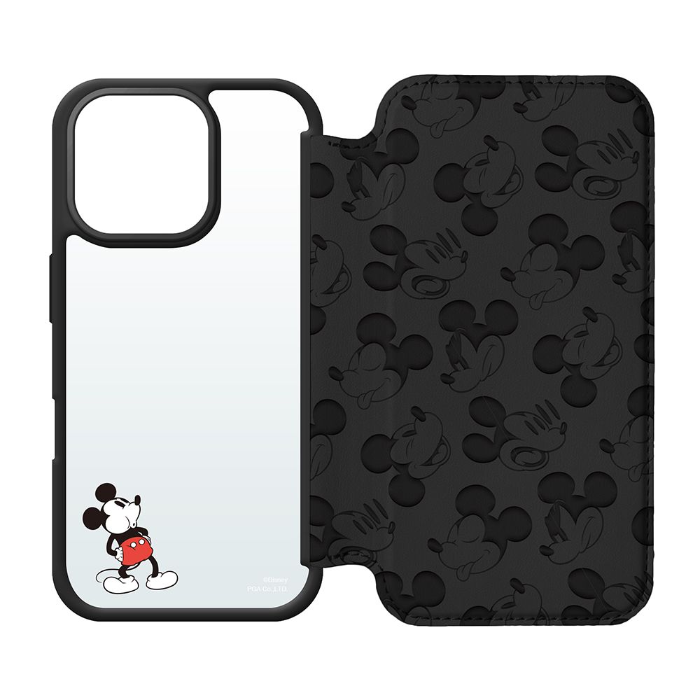 ミッキーマウス iPhone16Pro 用 ガラスフリップケース