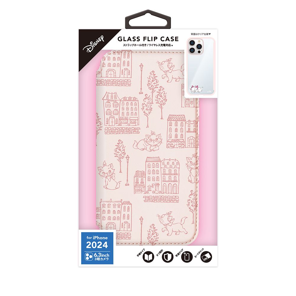 ディズニーマリー iPhone16Pro 用 ガラスフリップケース
