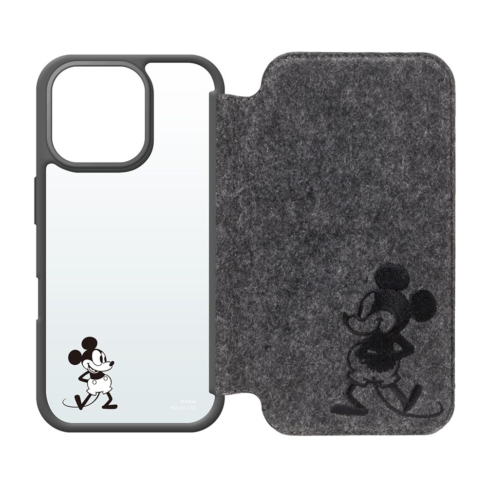 ミッキーマウス iPhone 16 Pro用 ガラスフリップケース