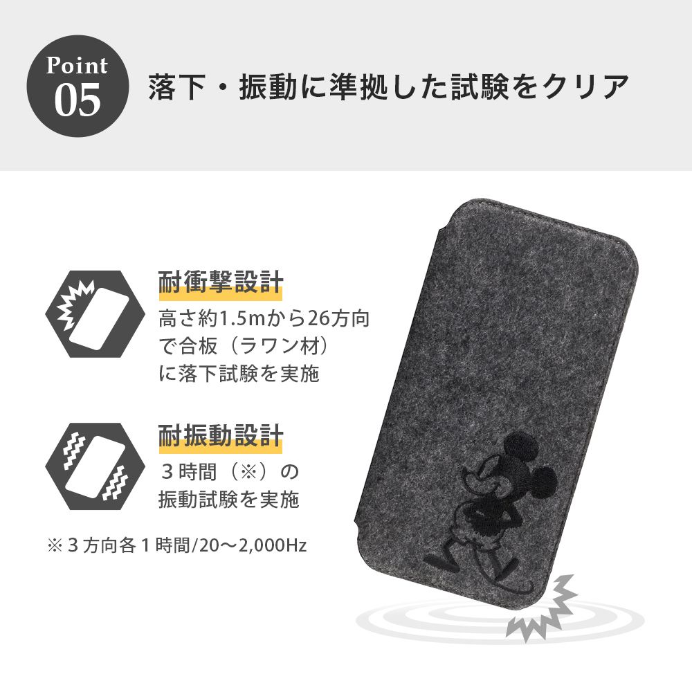 ミッキーマウス iPhone 16 Pro用 ガラスフリップケース