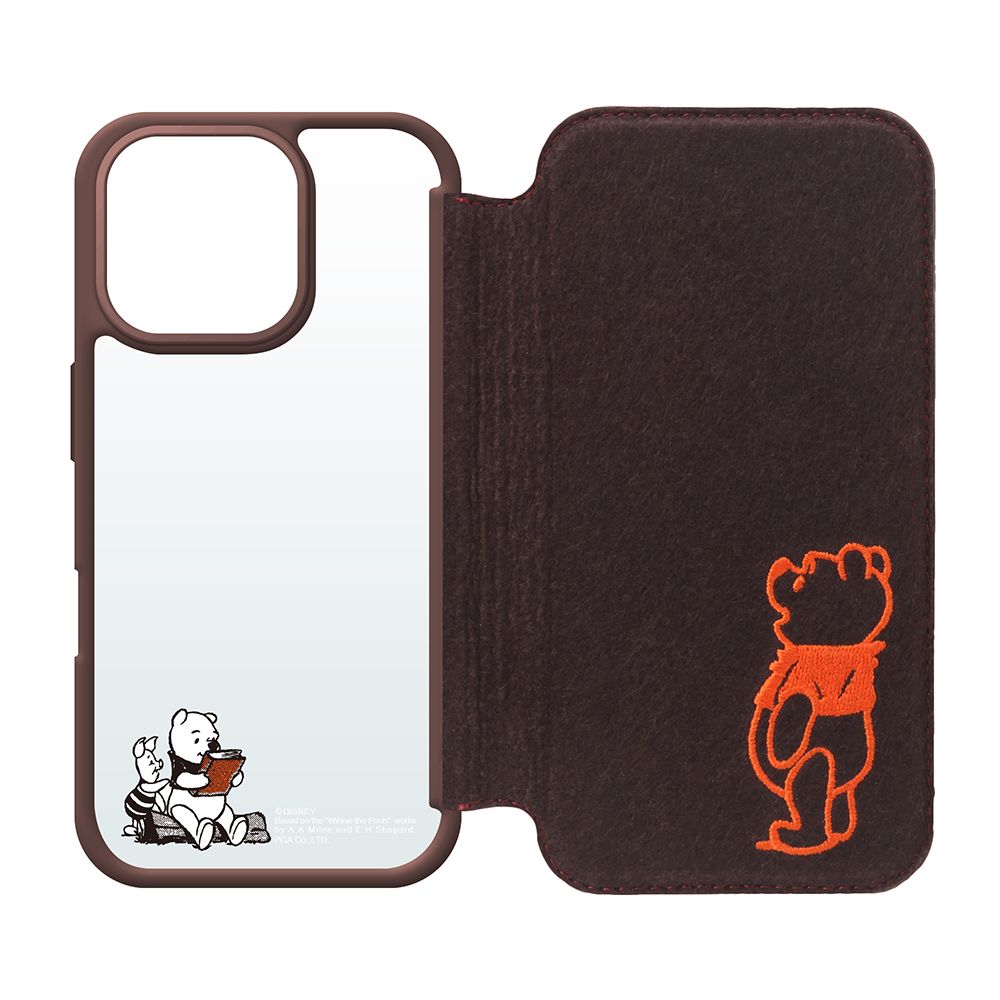 くまのプーさん iPhone 16 Pro用 ガラスフリップケース