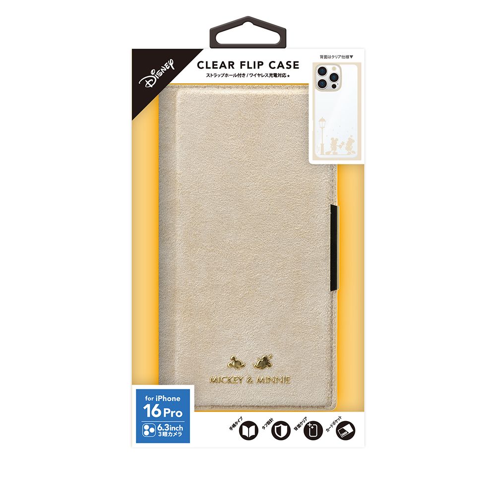ミッキー＆ミニー iPhone 16 Pro用 クリアフリップケース