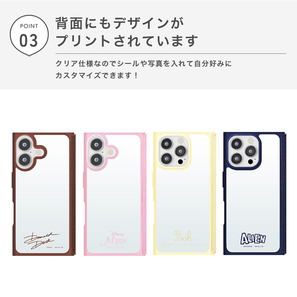 ドナルドダック iPhone 16 Pro用 クリアフリップケース