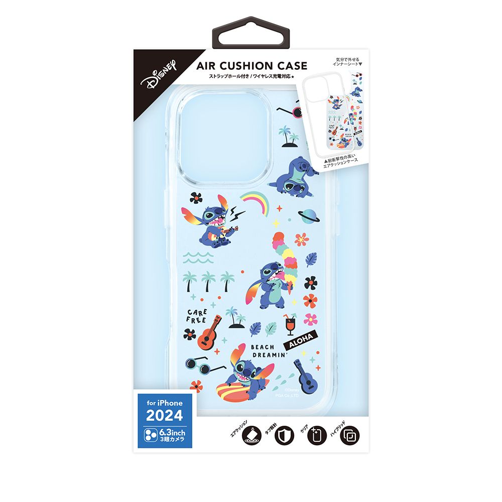 スティッチ iPhone16Pro 用 エアクッションケース