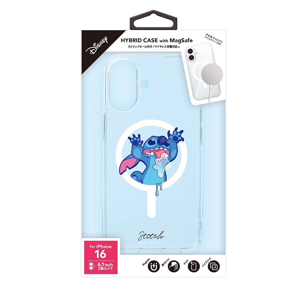 スティッチ iPhone 16用 MagSafe対応 ハイブリッドケース