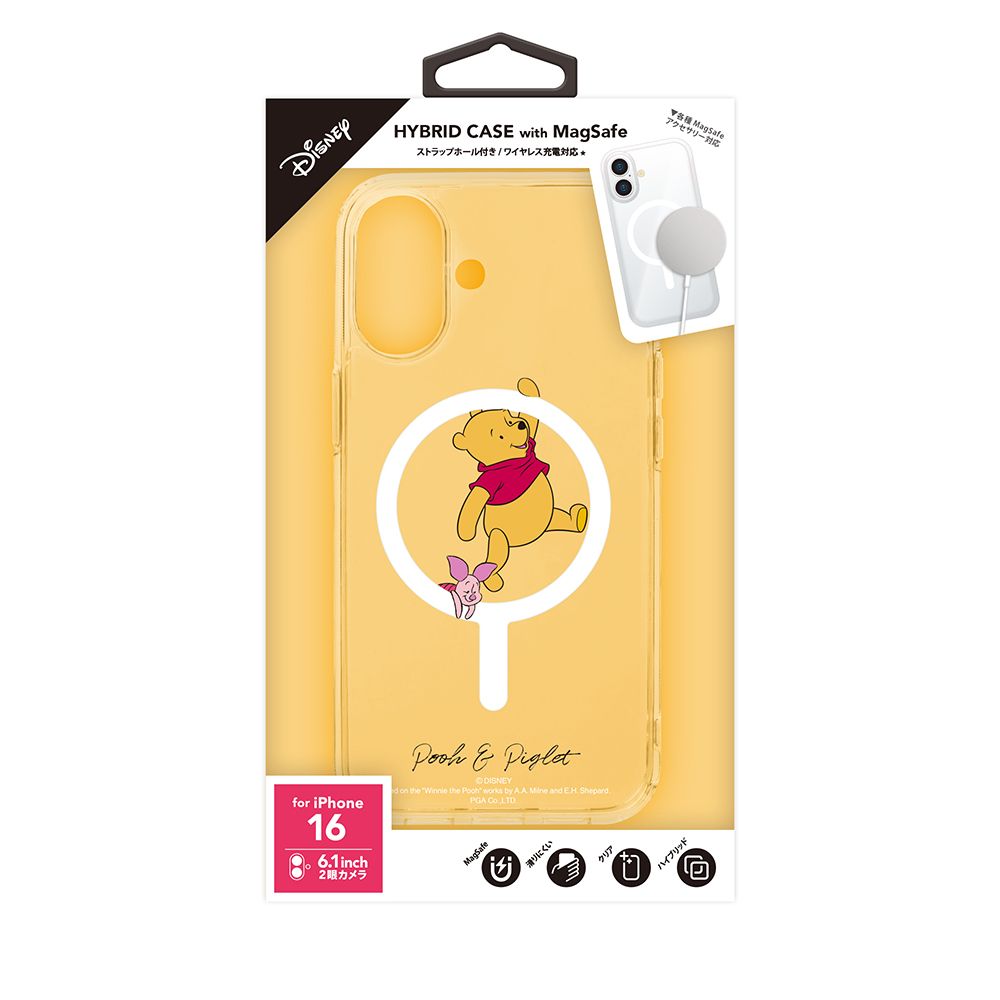 くまのプーさん iPhone 16用 MagSafe対応 ハイブリッドケース