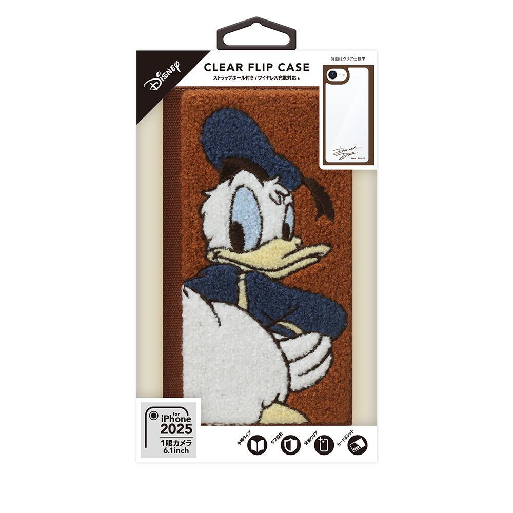 ドナルドダック iPhone16e クリアフリップケース