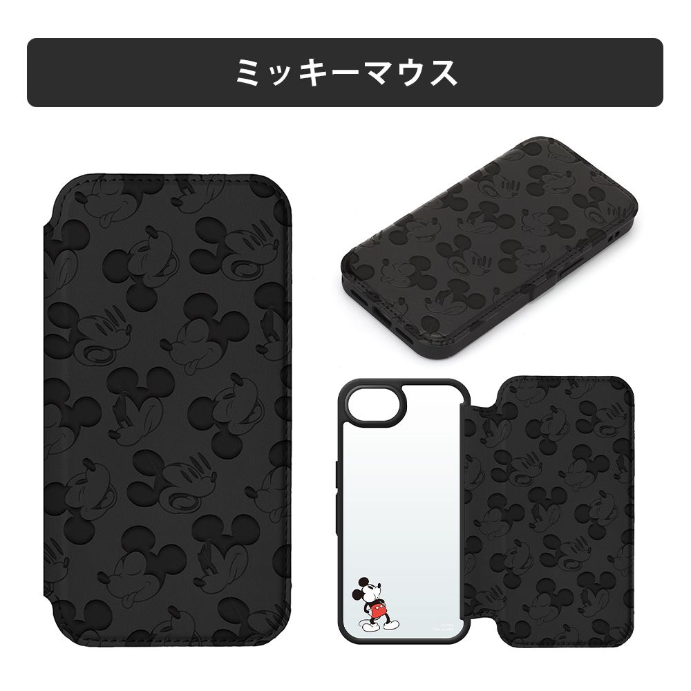 ミッキーマウス iPhone16e ガラスフリップケース