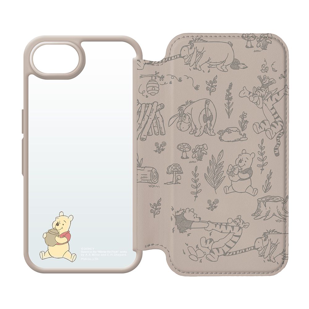 くまのプーさん iPhone16e ガラスフリップケース